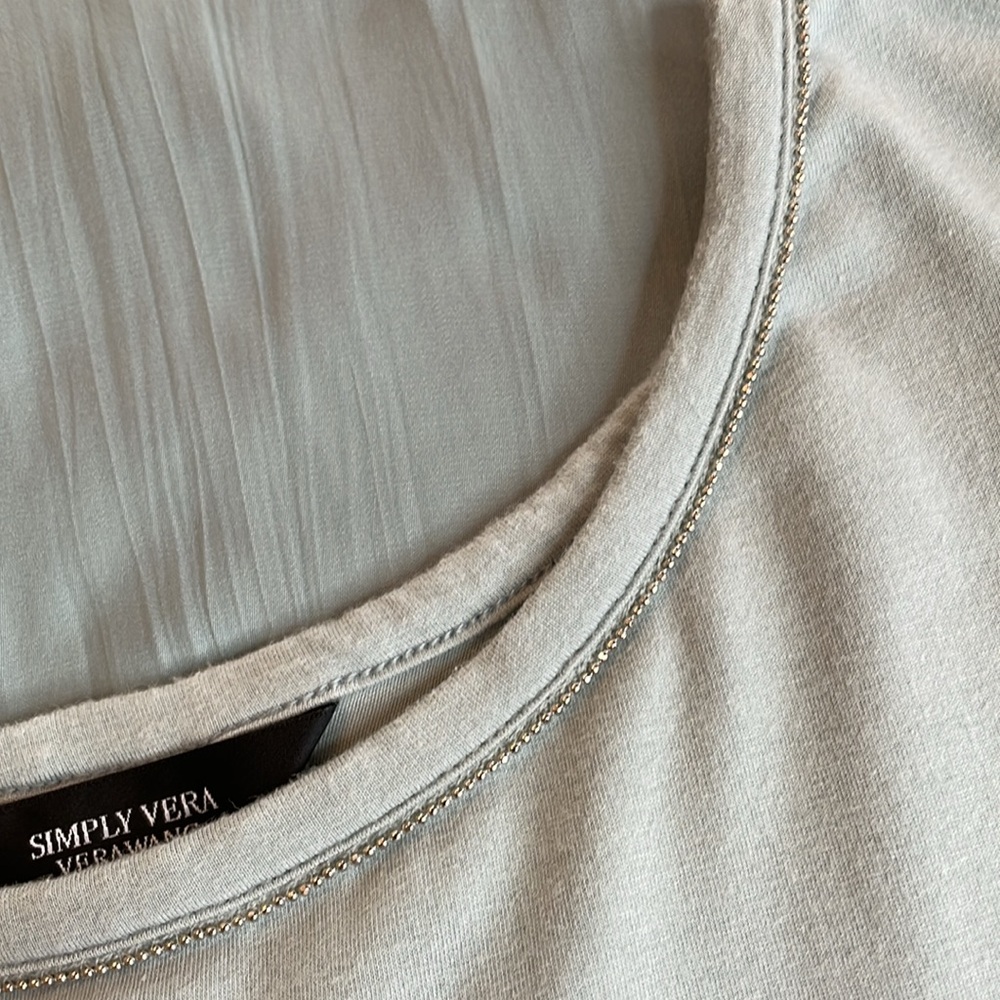 Graceful Mint Simply Vera Vera Wang TShirt with a Silver Beaded Collar